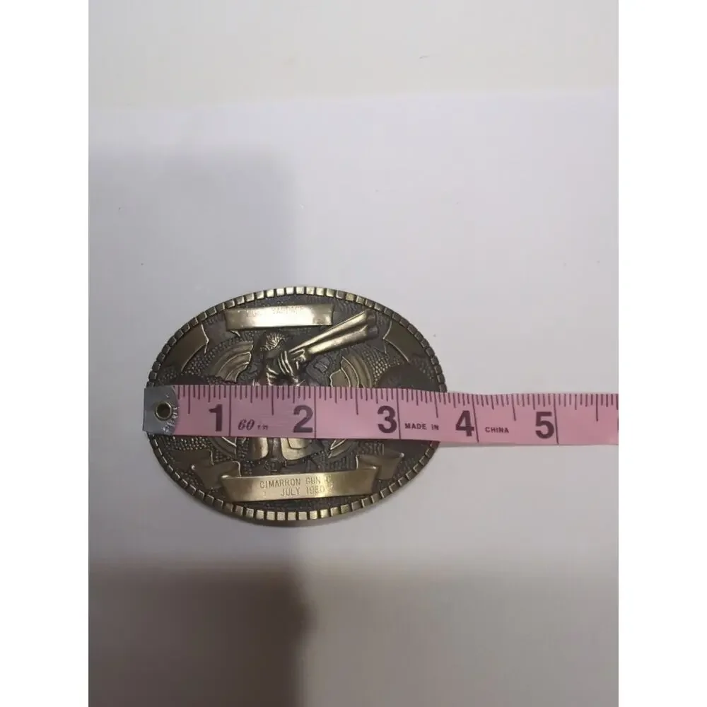 1980 Cimarron Gun Club Brass Belt Buckle Long yardage Kansas Award Design Metals